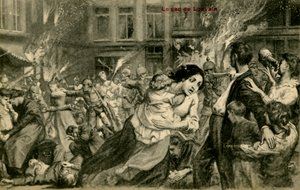 第一次世界大戦：ドイツ軍によるルーヴァンの破壊 作： Unbekannter Künstler
