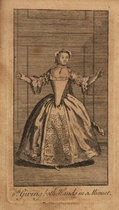 メヌエットで両手を挙げる若い女性 作： Unbekannt