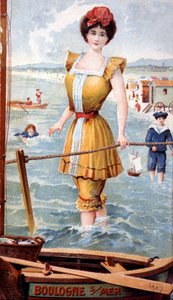 ブローニュ・シュル・メールで水着を着る若い女性 作： Unbekannter Künstler