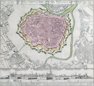 要塞と最寄りの郊外を含むウィーンの都心部の計画 作： Unbekannter Stecher