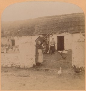 特徴的な家、Ballintoy Village、アントリム州、アイルランド、1900年。 作： Underwood and Underwood