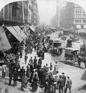 1896年、米国イリノイ州シカゴのストリートシーン。 作： Underwood and Underwood