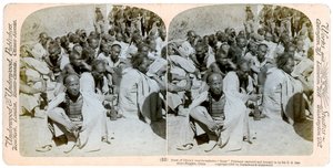 ボクサーの囚人は、1901年に中国の天津にある米国の第6騎兵隊に捕まり、連れて来られました。 作： Underwood and Underwood