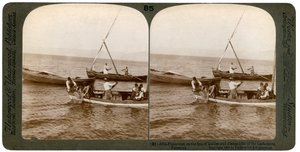 ガリラヤ湖の漁師、パレスチナ、1900年。 作： Underwood and Underwood