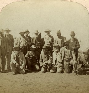降伏後のクロニェス将軍の主将、南アフリカ、ボーア戦争、1900年。 作： Underwood and Underwood