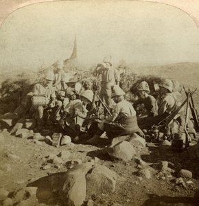 南アフリカ、ユースリンのシグナルヒルにあるゴードンハイランドの信号機、ボーア戦争、1899年から1902年。 作： Underwood and Underwood