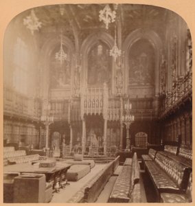 貴族院、国会議事堂、ロンドン、イギリス、1900年。 作： Underwood and Underwood