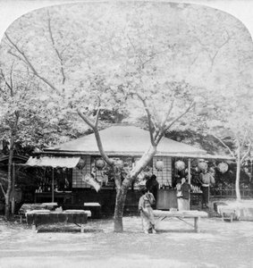 花の王国の中心、奈良、日本、1896年。 作： Underwood and Underwood