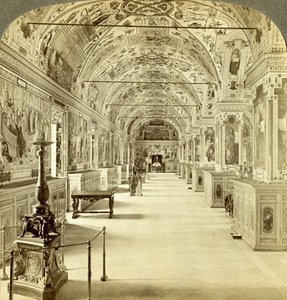 バチカン図書館、ローマ、イタリアのインテリア。 作： Underwood and Underwood