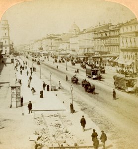1897年、ロシアのサンクトペテルブルクの主要通り、ネフスキー大通り