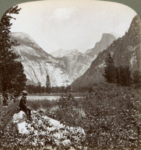ノースドーム、ハーフドームと雲の残り、ヨセミテバレー、カリフォルニア州、アメリカ、1902