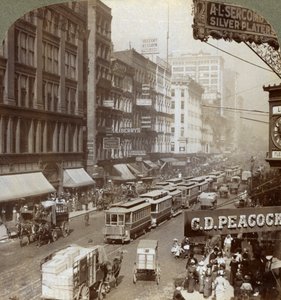 ステートストリート、シカゴ、イリノイ、米国、1908 作： Underwood and Underwood