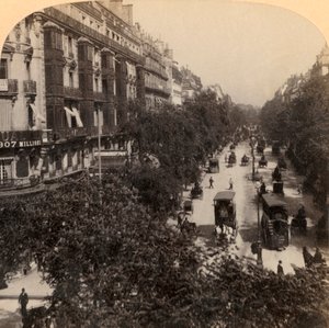 大通り、パリ、フランス、1894年。 作： Underwood and Underwood
