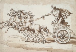 4頭の馬が引く戦車に乗るアポロン