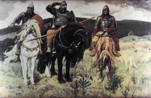 ヴィクトル・ミハイロヴィチ・ヴァスネツォフによるボガティリ（英雄）、1898年。 作： Unknown