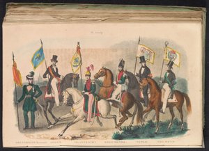 ドレンテ、アッセン、マーストリヒト、ルールモント、フェンロー、ヘルモントの儀仗兵の衣装と旗、1840～1842年 IX. グループ (オブジェクトのタイトル) 作： Unknown