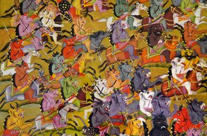 マルワールの絵画：悪魔からの詳細は、女神ドゥルガー、rnMehrangarhフォート宮殿博物館、rnJodhpur、インド、ラージャスターン州との戦いの準備 作： Unknown