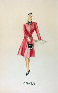 ハンドバッグを持ったスーツ姿のモデル（1945年 作： Unknown
