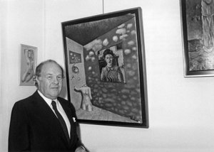 ギャラリー3000での展覧会のオープニングで彼のキャンバスの前にあるピエールヴェリーエイリアスピエールデバルガ1986年4月11日