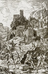 ケルト人を攻撃するバイキング、JWブエル作「男の物語」のイラスト 作： Unknown