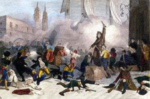 2/05/1808:フランスによるスペイン占領に反対するマドリードの蜂起。19世紀のエングレーヴィング
