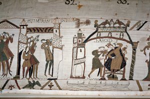 32：彗星の出現、33：ハロルド2世に警告する使者（1022年〜1066年） - 「マチルド王妃の刺繍」として知られるバイユーのタペストリー 作： Unknown artist
