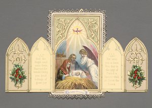 "A Merry Christmas", クリスマスカード 作： Unknown artist