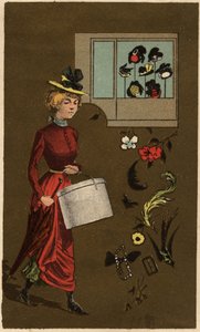 帽子箱を運ぶブルジョワの女性 無名のクロモリトグラフ 19世紀後半 作： Unknown artist