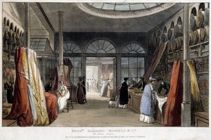 ロンドン（イギリス）の生地屋さん - 1800年頃のリトグラフ 作： Unknown artist