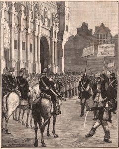 パリ、シャンドマルスでの1849年、ルイナポレオンボナパルトの改革に反対する社会主義者のグループ 作： Unknown