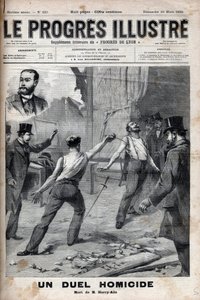 殺人の決闘-1895年3月1日、それまで良き仲間であったフランス・アフリカ委員会の2人のメンバー、アルフレッド・ル・シャトリエとイポリット・ペルシェ（通称ハリー・アリス）の間でスピ-ドによる決闘が行われ、この 作： Unknown artist