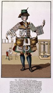 トランプのメーカー。17〜18世紀に描かれた「The Playing Cards」の後に描かれた版画。 作： Unknown artist