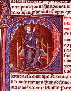 儀式を行う修道士 Vincent de Beauvais (1184/94-1264) の写本「Speculum historiale」のミニチュアアカウント 13世紀 Laon, municipal library