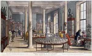 ロンドン（イギリス）の磁器店 ウェッジウッド＆バイアリー - 1800年頃のリトグラフ