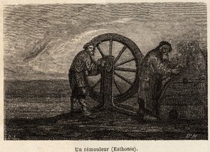 エストニアのリムーバー。アンリエが1851年から54年にかけてロシアのバルト地方を旅行した際に描いたもの。エドゥアール・シャルトン編『世界旅行』に掲載されている図版 作： Unknown artist