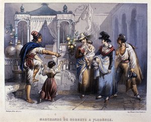 フィレンツェのシャーベット商人。1820年頃のリトグラフ 作： Unknown artist