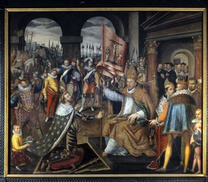 1572年のヘンリー4世（1553 - 1610）の譲位 - 16世紀の匿名の絵画、トゥルネー大聖堂 作： Unknown artist