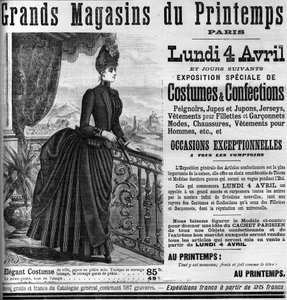 le Monde Illustrée 1887」に掲載されたパリのプランタンのデパートの広告。 作： Unknown artist
