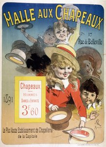 パリのベルヴィル通りにある "Halle aux hats "の広告ポスター