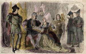 Agnes Sorel (1422-1450) at the court of Charles VII - Agnes Sorel a la cour de Charles VII - engraving in "Dictionnaire populaire illustrious" - 1864 - by Joseph Decembre and Edmond Allonier -. 作： Unknown artist