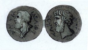 アルセー（紀元前630年頃～紀元前580年頃）。ギリシャの詩人。19世紀初頭のエングレーヴィング。 作： Unknown artist
