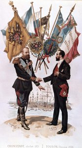 仏露貿易協定調印式のアレクサンドル3世（クロンシュタット1891-トゥーロン1893）ビアンケッティ・コレクション 作： Unknown artist