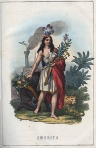 アメリカのアレゴリー、「宇宙のすべての人々の用途と習慣」の扉絵。Or History of the Government, Laws, Militia, Religion of All Nations from the Remotest Times to the Present Day" 1856年 作： Unknown artist