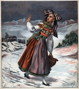 地方の衣装を着たアルザスの女性 1892年のエングレービング 作： Unknown artist