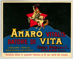アマロ・ビタリス・アルコール広告（クロモリトグラフィー 19世紀後半 作： Unknown artist