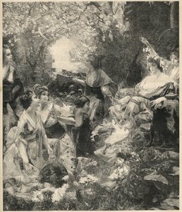 天照大神（太陽の女神）の彫刻 ポール・フランソワ・カンサック（1858-1929） - 1899年のエングレーヴィング
