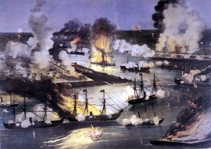 アメリカ南北戦争（1861年～1865年）：ミシシッピ川をめぐる海戦 作： Unknown artist