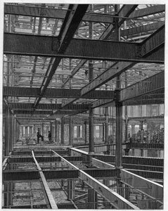 アメリカの鉄骨建築-コロラド州デンバーのパレスホテルのフレーム-1892年の「ネイチャー」誌に掲載された彫刻。