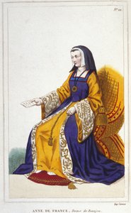 アンヌ・ド・ボージューまたはフランスのアンヌは、フランスの王女（1460年～1522年）で、ルイ・ドルフィン（後のルイ11世）の長女であり、ルイ11世が保管を任せていた王国の中将である夫のピエール・ド・ボージューの助けを借りて統治しました。 作： Unknown artist