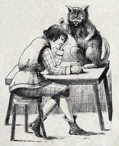 フランスの作家シャルル・ペロー（1628-1703）の物語「ボットのおしゃべり」の匿名の挿絵。イメージ：Marcel Vagne、Jarville Nancy、年代不詳（19世紀後半）。 作： Unknown artist